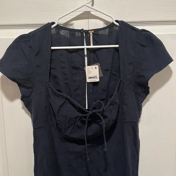 NWT Free People Natalya Black Solid Midi Dress - Picture 6 of 8